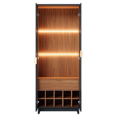 Cristaleira 2 Portas 1 Gaveta Guanabara 176x72 Cm Colibri Preto Noce Milano