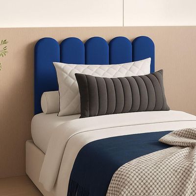 Cabeceira Nuvem Estofada Solteiro 5 Placas Em Suede 45x20cm Azul Marinho