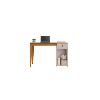 Escrivaninha Mesa De Estudo Helo 1 Gaveta Com 1 Porta Jcm Moveis Cinamomo/off White