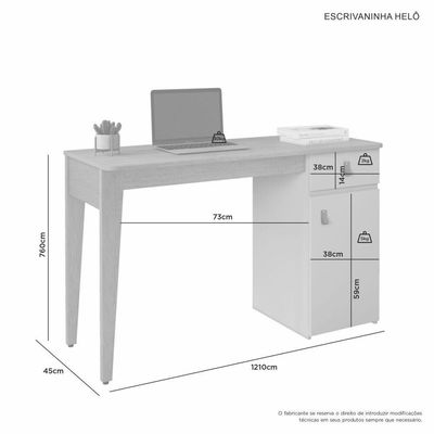Escrivaninha Mesa De Estudo Helo 1 Gaveta Com 1 Porta Jcm Moveis Cinamomo/off White