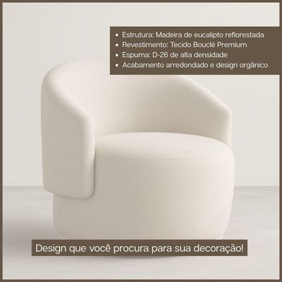 Poltrona Orgânica Oasis Bouclé Premium Cinza