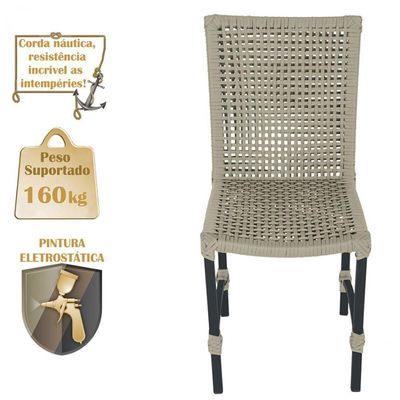 Mesa Ascoli 120 Cm Com 6 Cadeiras Cannes De Alumínio Trama Rami