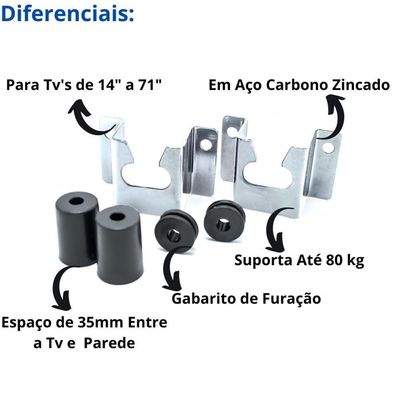 Suporte Universal Para Até 71'' - Aço Carbono Fixo Parede-painel - Movelove