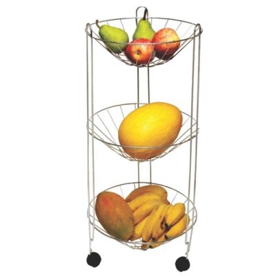Fruteira Tripla Redonda com Rodas 68x30cm.