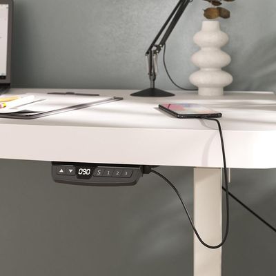 Mesa Com Regulagem De Altura Elétrica Para Escritório Home Office Aurum A02 Branco - Lyam Decor
