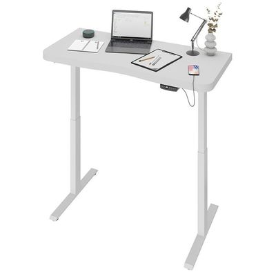 Mesa Com Regulagem De Altura Elétrica Para Escritório Home Office Aurum A02 Branco - Lyam Decor