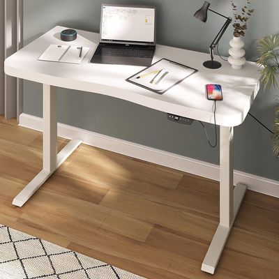 Mesa Com Regulagem De Altura Elétrica Para Escritório Home Office Aurum A02 Branco - Lyam Decor