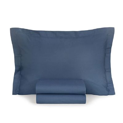 Jogo Cama Solteiro 3 Pcs Algodão 200 Fios Marinho Karsten