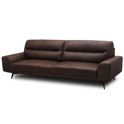 Sofá 3 Lugares Para Sala Living Industrial 256cm Cádis L06 Couro Marrom Escuro - Lyam Decor