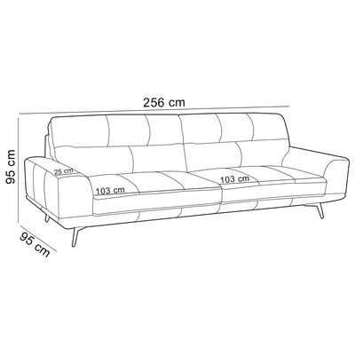 Sofá 3 Lugares Para Sala Living Industrial 256cm Cádis L06 Couro Marrom Escuro - Lyam Decor
