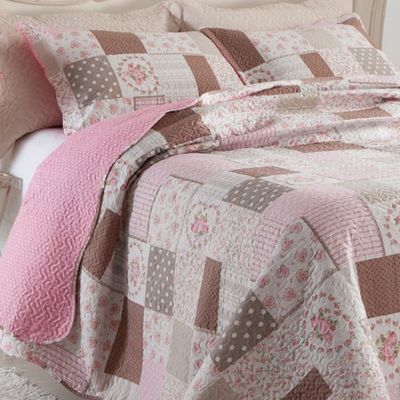 Kit Cobre Leito Colcha Casa Scarpa Mix Queen Estampado Dupla Face Floral 3 Peças - Mara