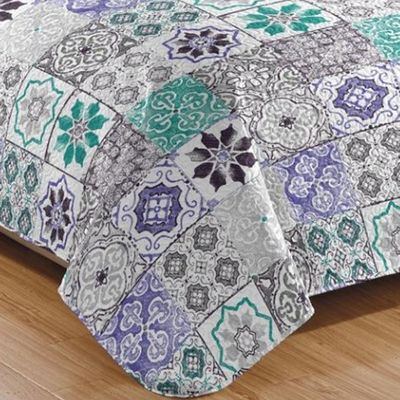 Kit Cobre Leito Colcha Casa Scarpa Mix Queen Estampado Dupla Face Floral 3 Peças - Thaís