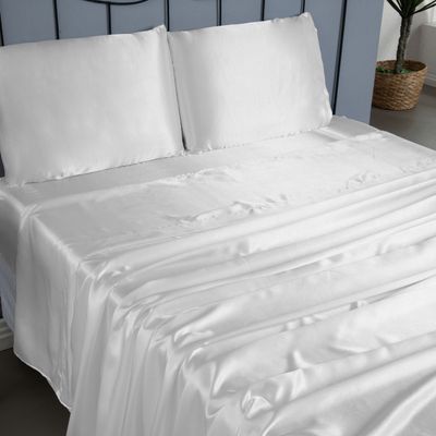 Jogo Cama Lençol Splendore Queen Cetim Charmousse Alto Brilho 4 Peças - Branco