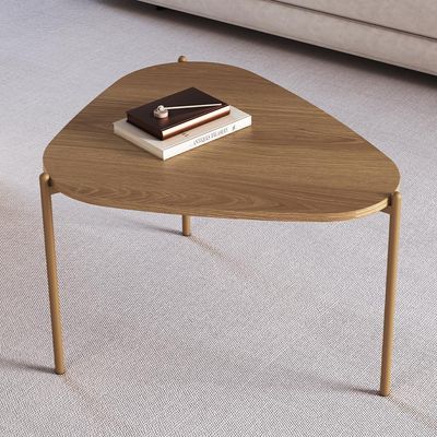 Mesa de Centro Para Sala de Estar Pés Metálicos Alta Adek A03 Hanover Dourado - Lyam Decor