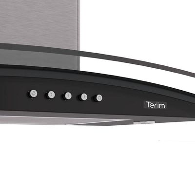 Coifa Terim de Parede Clean Vidro Curvo Black Kroma 60cm Preto Com Kromanox 110V
