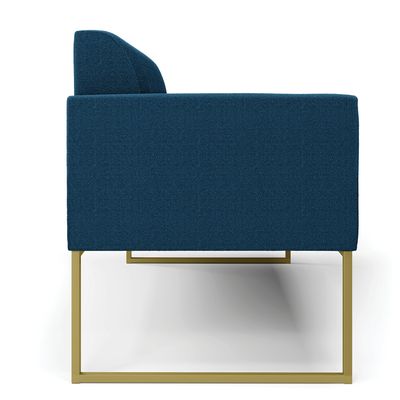 Sofá 2 Lugares Namoradeira Industrial Dourado Marisa Bouclê Azul D03 - D'Rossi
