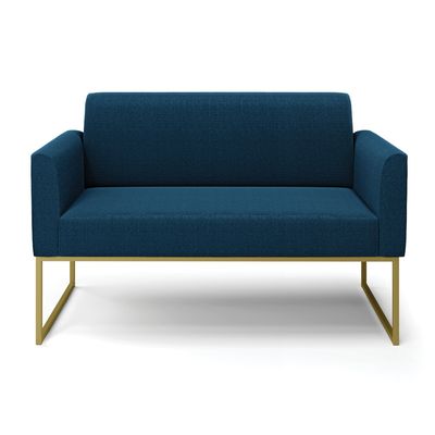 Sofá 2 Lugares Namoradeira Industrial Dourado Marisa Bouclê Azul D03 - D'Rossi