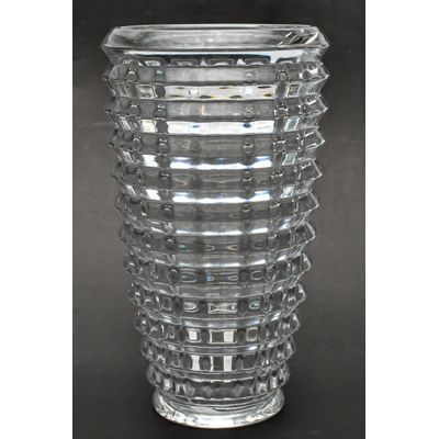 Vaso vidro cristal translucido lapidado 28cm. Corpo em escamas Pesado Ideal para Arranjo