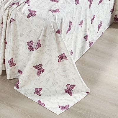 Jogo Cama Lençol Celi King Micropercal Estampado 200 Fios 4 Peças Borboletas Rosê