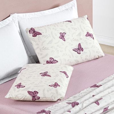 Jogo Cama Lençol Celi King Micropercal Estampado 200 Fios 4 Peças Borboletas Rosê