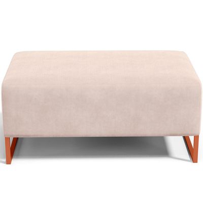 Puff Decorativo Sala De Estar Cléo 90cm Base De Ferro Cobre W01 Suede Bege - Lyam Decor