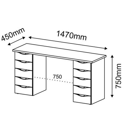 Mesa Para Escritório Escrivaninha Due Web Nogal A02 Branco - Lyam Decor