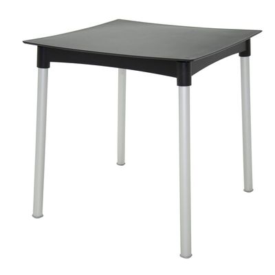 Mesa Tramontina Diana em Polipropileno Preto com Pernas de Aluminio Anodizado