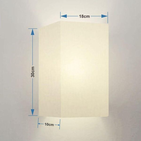Arandela Retangular Retro Vivare Md-2029 Cúpula Em Tecido 18x10x30cm - Bivolt Branco 127-220v