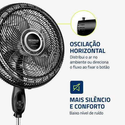 Ventilador De Coluna Mondial 40cm Super Turbo Tech VTX-40C-8P-CR Preto/Prata 110V