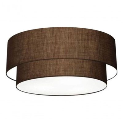 Plafon Duplo Cilíndrico Vivare Md-3065 Cúpula Em Tecido 80x70cm - Bivolt Café 127/220v