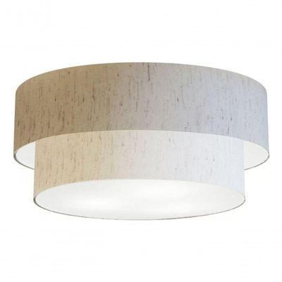 Plafon Duplo Cilíndrico Vivare Md-3063 Cúpula Em Tecido 55x50cm - Bivolt Linho Bege 127/220v