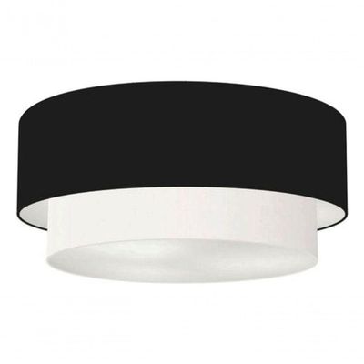 Plafon Duplo Cilíndrico Vivare Md-3024 Cúpula Em Tecido 60x50cm - Bivolt Preto-branco