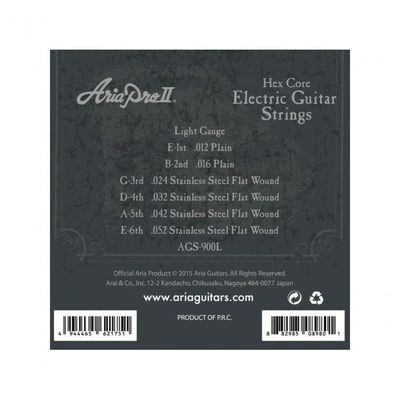 Encordoamento Para Guitarra Flat Wound .012 Ags900l Aria Pro