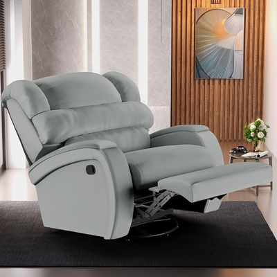 Poltrona do Papai Sala de Cinema Reclinável Kylie Glider Manual Giratória USB PU Cinza G23