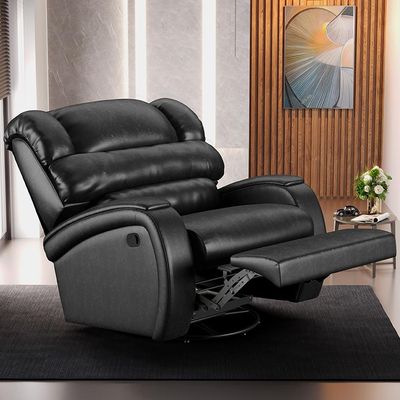 Poltrona do Papai Sala de Cinema Reclinável Kylie Glider Manual Giratória PU Preto Brilho G23