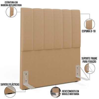Cabeceira Cama Box Solteiro 100 cm Dália W01 Bouclê Mostarda - Lyam Decor