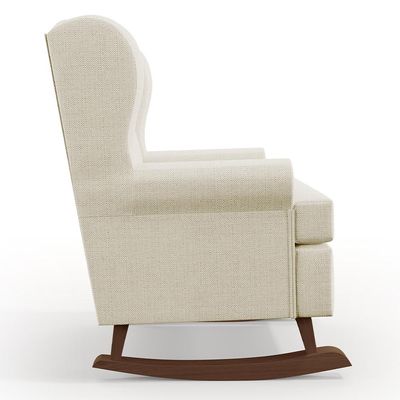 Poltrona De Amamentação Com Balanço Malu Base De Madeira P02 Linho Champagne - Lyam Decor