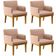 Kit 04 Poltronas Decorativas Para Sala de Estar Beatriz W01 Linho Rosê - Lyam Decor