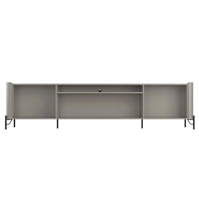 Rack Para Sala de Estar TV 75 Pol 4 Portas Brise Pés Industrial Preto Alef I03 Grigio - Lyam Decor