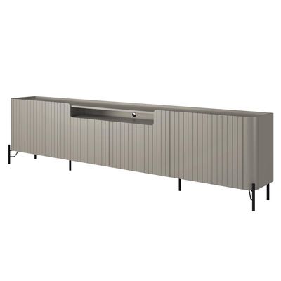 Rack Para Sala de Estar TV 75 Pol 4 Portas Brise Pés Industrial Preto Alef I03 Grigio - Lyam Decor