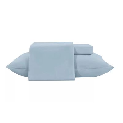 Jogo Cama Queen 4 Pç Poliéster Toque de Seda Azul Jolitex