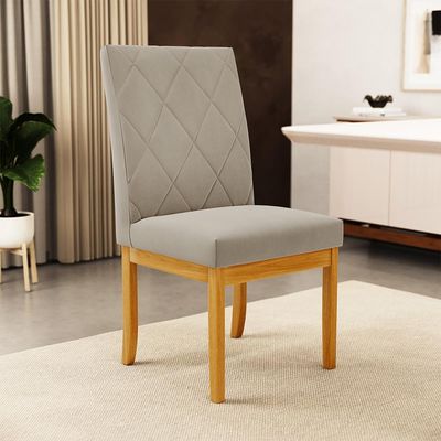 Kit 3 Cadeiras de Sala de Jantar Estofadas Gomes Madeira Maciça Suede Bege G78 - Gran Belo