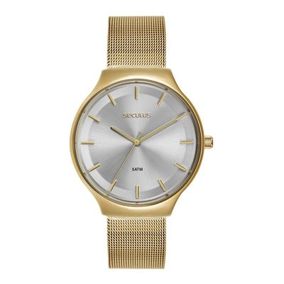 Relógio Seculus Feminino Ref: 77317lpsvds1 Casual Mesh Dourado