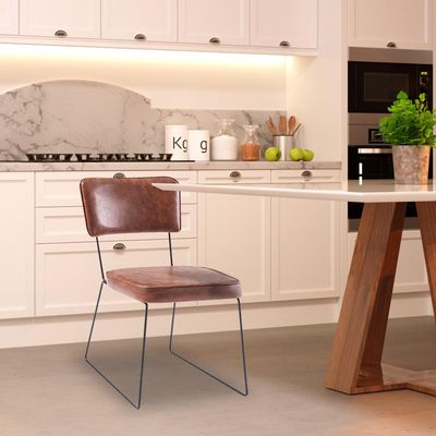 Kit 3 Cadeiras de Jantar Decorativa Base Aço Preto Luigi PU Caramelo - Gran Belo