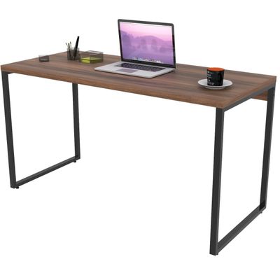 Kit 02 Mesas Para Escritório Home Office Estilo Industrial Form C01 135 cm Nogal - Lyam Decor
