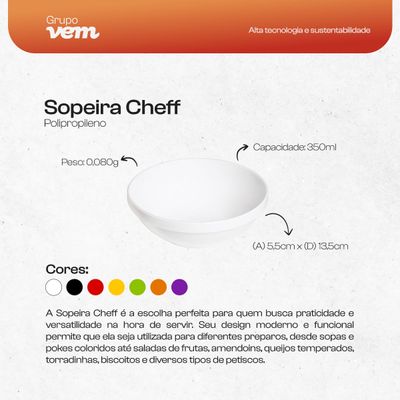 Sopeira Cheff Redonda 350ml Amarela em Polipropileno