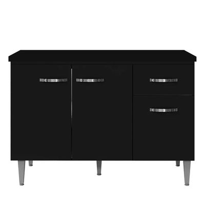 Balcão Cozinha Gabriela 3 Porta 120cm S-t Ajl Preto