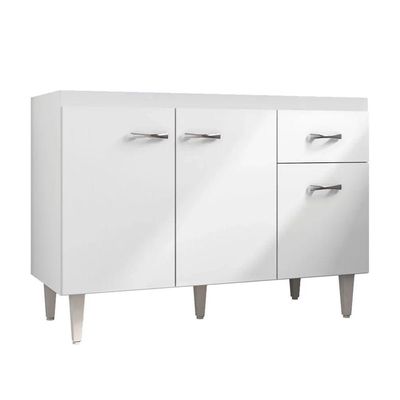 Balcão Cozinha Gabriela 3 Porta 120cm S-t Ajl Branco