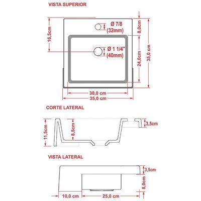 Cuba de Semi Encaixe Quadrada C01 Para Banheiro XQ355 Bege - Lyam Decor