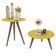 Conjunto 2 Mesas Retrô Natália - Pés Palito Lateral Apoio Mdf Mdp Amarelo - J3 Móveis